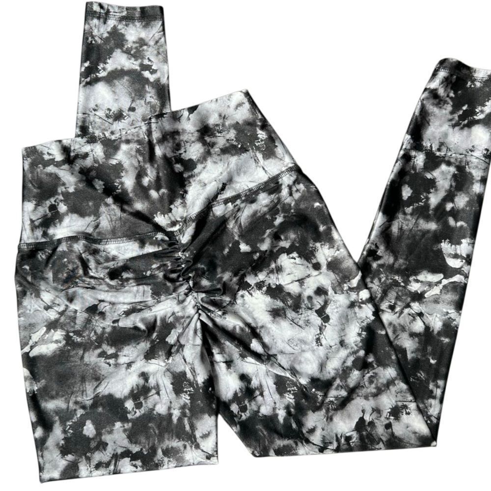 ABS2B high waist scrunch bootie Black and White Tie-Dye Leggings Size large